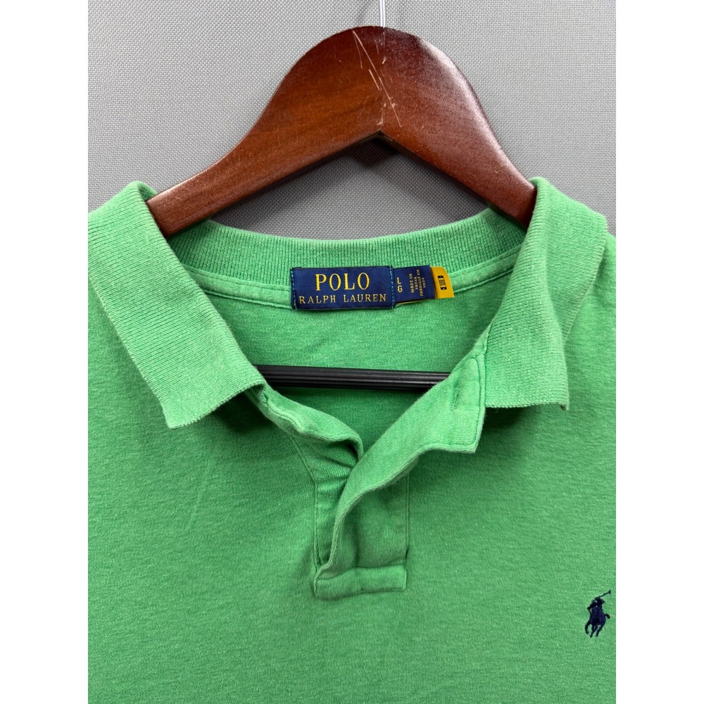Polo Ralph Lauren Polo Shirt Mens Green Short Sleeve Classic Fit Large - Picture 2 of 7